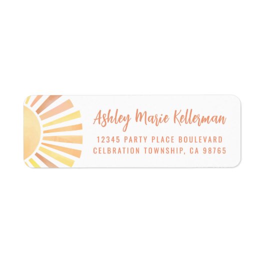 Cute Sun Return Address Etiket (Voorkant)