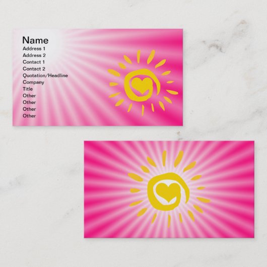 Cute Sun; Roze Visitekaartje (Voorkant / Achterkant)