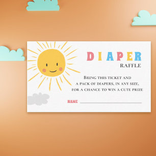 Cute Sun Smiling Sunshine Diaper Raffle Ticket Informatiekaartje