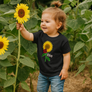 Cute Sunflower Baby (Naam toevoegen) Fine Jersey T