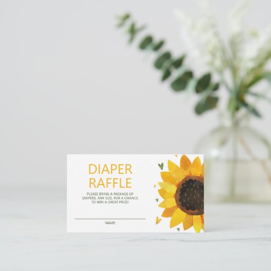 Cute Sunflower Baby shower Diaper Raffle Informatiekaartje (Staand voorkant)