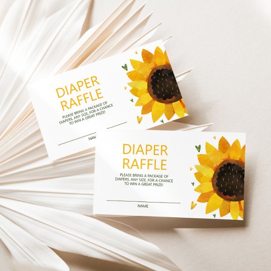 Cute Sunflower Baby shower Diaper Raffle Informatiekaartje