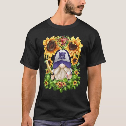 Cute Sunflower Baseball Gnome For Women And Baseba T-shirt (Voorkant)