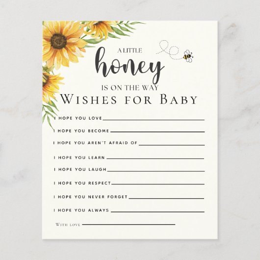 Cute Sunflower Bee Baby Shower (Voorkant)