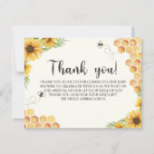 Cute Sunflower Bee Baby Shower Bedankkaart (Voorkant)