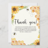 Cute Sunflower Bee Baby Shower Bedankkaart (Voorkant)
