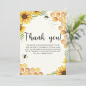 Cute Sunflower Bee Baby Shower Bedankkaart (Staand voorkant)