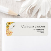 Cute Sunflower Bee Baby Shower Etiket (Insitu)