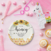 Cute Sunflower Bee Baby Shower Papieren Bordje (Feest)