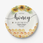 Cute Sunflower Bee Baby Shower Papieren Bordje (Voorkant)
