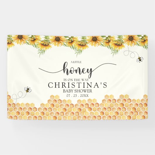 Cute Sunflower Bee Baby Shower Spandoek (Horizontaal)