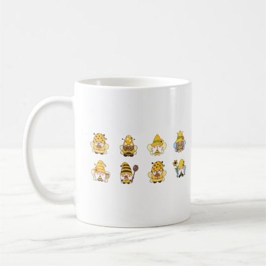 Cute Sunflower Bumblebee Gnome Koffiemok (Links)