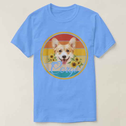 Cute Sunflower Corgi Dog Dad Vaderdag Love T-shirt (Design voorkant)
