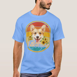 Cute Sunflower Corgi Dog Dad Vaderdag Love T-shirt