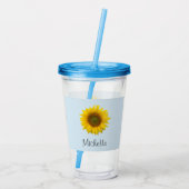 Cute Sunflower Country Floral Blue Acryl Drinkbeker (Achterkant)