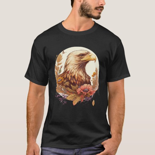 Cute Sunflower Eagle Floral Birding Ornithology T-shirt (Voorkant)