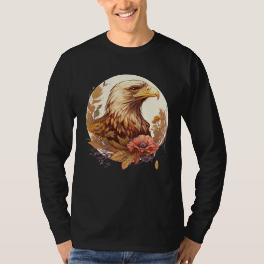 Cute Sunflower Eagle Floral Birding Ornithology T-shirt (Voorkant)