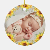 Cute Sunflower Elephant Baby eerste eerste eerste  Keramisch Ornament (Achterkant)