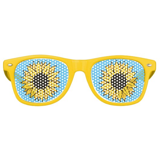 Cute Sunflower Eyes Yellow Flower Child Retro Retro Zonnebril (Voorkant)
