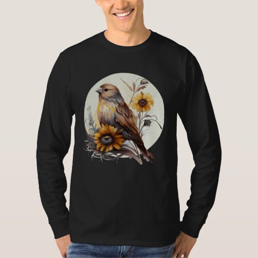 Cute Sunflower Finch Ornithologist Birding Bird Wa T-shirt (Voorkant)
