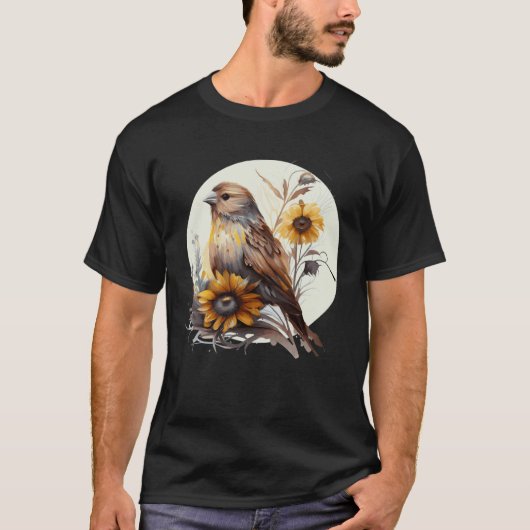 Cute Sunflower Finch Ornithologist Birding Bird Wa T-shirt (Voorkant)