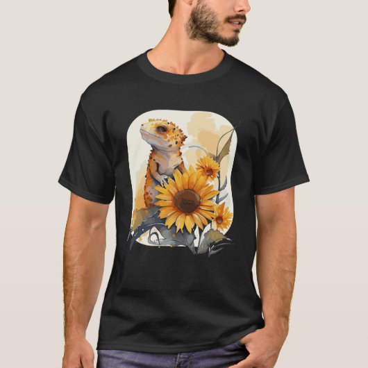 Cute Sunflower Gecko Leopard Gecko Reptile Lizard T-shirt (Voorkant)