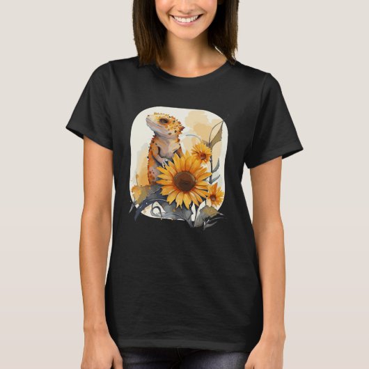 Cute Sunflower Gecko Leopard Gecko Reptile Lizard T-shirt (Voorkant)