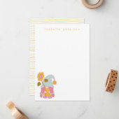 Cute Sunflower Gnome Pastel Persoonlijke benaming Notitiekaartje (Voorkant / Achterkant in situ)