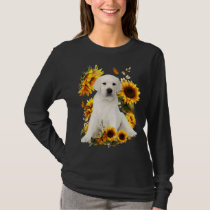 Cute Sunflower Labrador Dog Dad Mama Vaderdag T-shirt