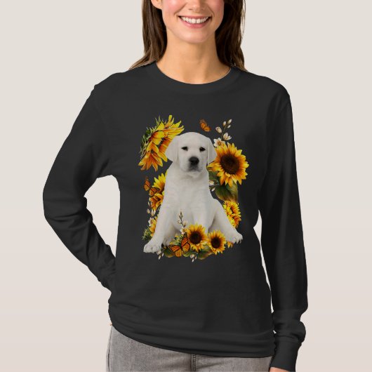 Cute Sunflower Labrador Dog Dad Mama Vaderdag T-shirt (Voorkant)