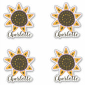 Cute Sunflower Modern Script Name Sticker (Voorkant)