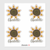 Cute Sunflower Modern Script Name Sticker (Vel)