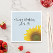 Cute Sunflower Monogram Happy Birthday Party Servet (Insitu)