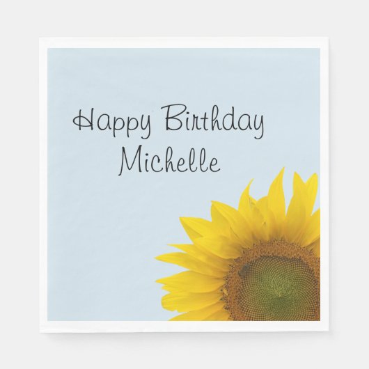 Cute Sunflower Monogram Happy Birthday Party Servet (Voorkant)