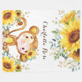 Cute Sunflower Oerwoud Monkey Baby Girl Nursery Fleece Deken (Voorkant (Horizontaal))
