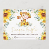 Cute Sunflower Oerwoud Monkey Baby Raffle Informatiekaartje (Voorkant)