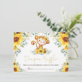 Cute Sunflower Oerwoud Monkey Baby Raffle Informatiekaartje (Staand voorkant)