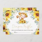 Cute Sunflower Oerwoud Monkey Baby Raffle Informatiekaartje (Voorkant / Achterkant)