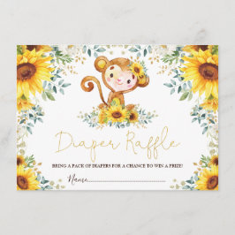 Cute Sunflower Oerwoud Monkey Baby Raffle Informatiekaartje