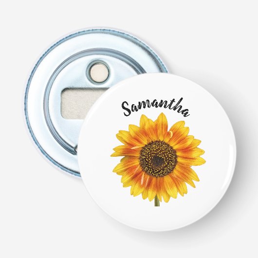 Cute Sunflower Personalized Button Flesopener (Voorkant)
