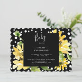 Cute Sunflower Polka Dot Baby shower Scalloped Kaart (Staand voorkant)