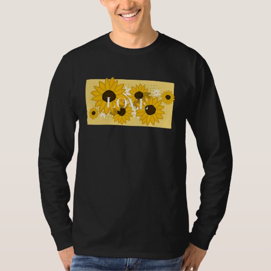 Cute Sunflower Saying Love T-shirt (Voorkant)