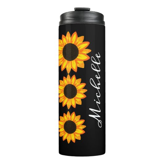 Cute Sunflower Script Persoonlijk Thermosbeker (Voorkant)