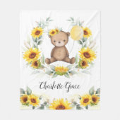 Cute Sunflower Teddy Bear Summer Greenery Nursery Fleece Deken (Voorkant)
