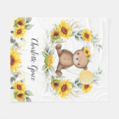 Cute Sunflower Teddy Bear Summer Greenery Nursery Fleece Deken (Voorkant (Horizontaal))