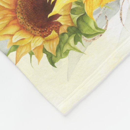 Cute Sunflower Teddy Bear Summer Greenery Nursery Fleece Deken (Hoek)