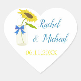 Cute Sunflower Wedding Hart Sticker