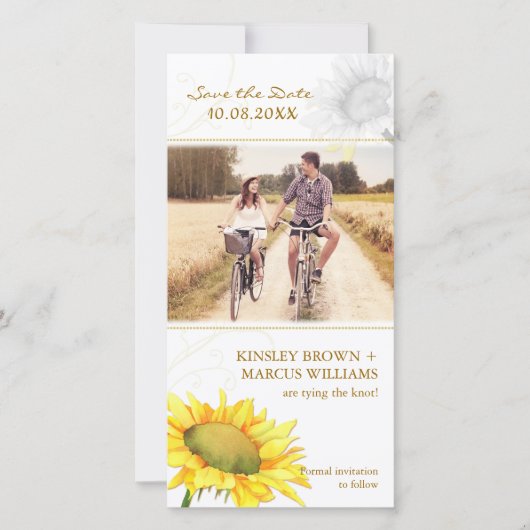 Cute Sunflower Wedding Save the Date Photo Card (Voorkant)