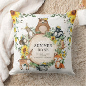 Cute Sunflower Woodland Animals Girl Nursery Decor Kussen (Deken)