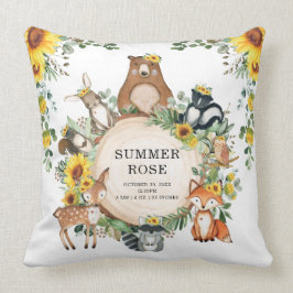 Cute Sunflower Woodland Animals Girl Nursery Decor Kussen